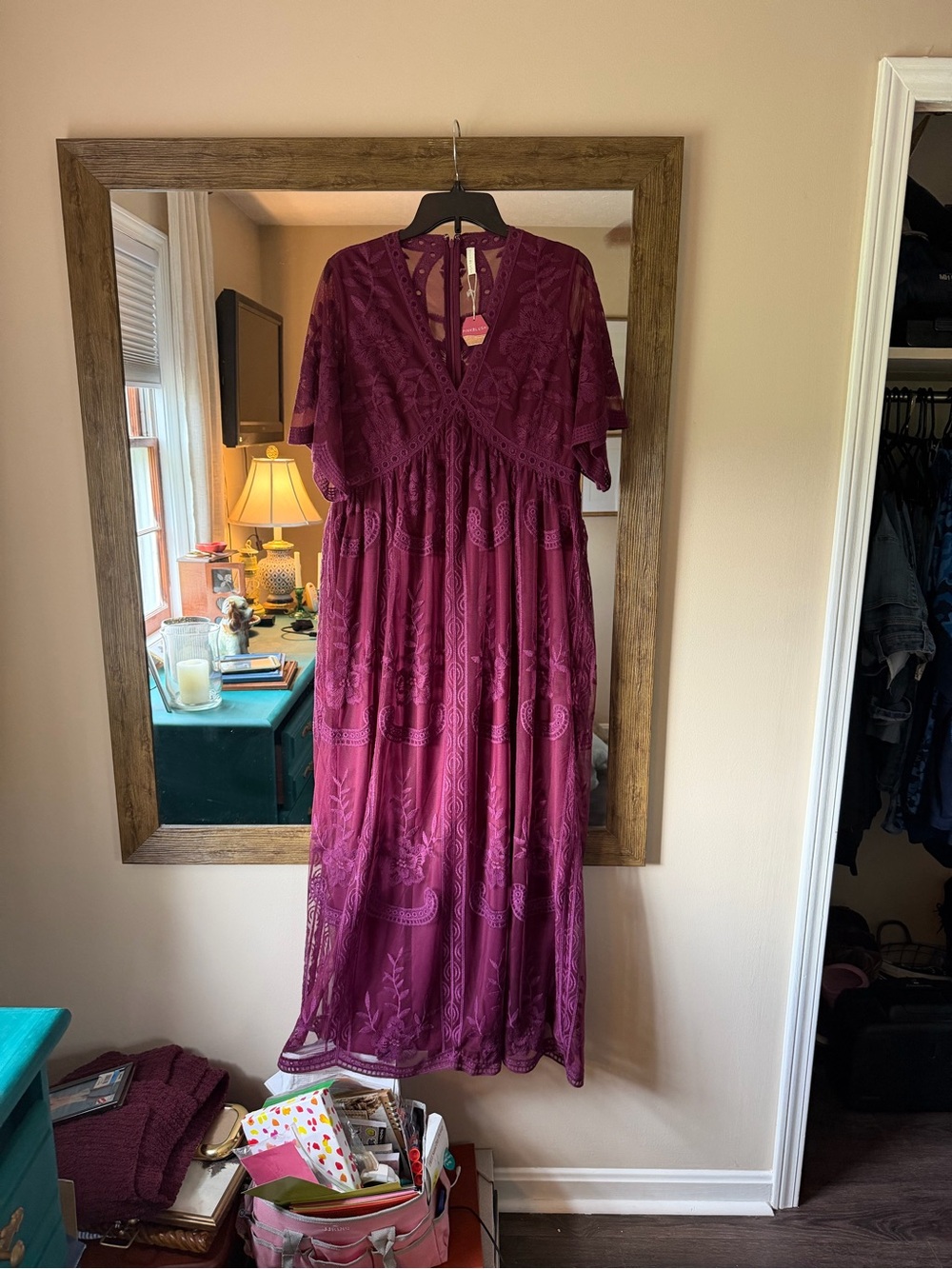 Pinkblush Plum Lace Maxi Dress